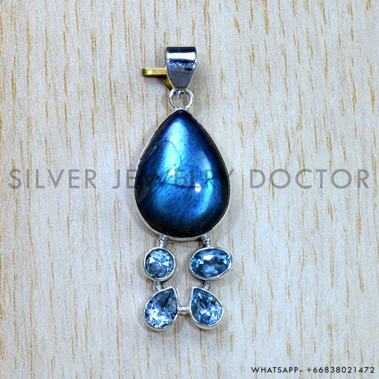Multi Gemstones 925 Sterling Silver Pendant (SJWP-917) Multi Gemstones 925 Sterling Silver Pendant (SJWP-917)