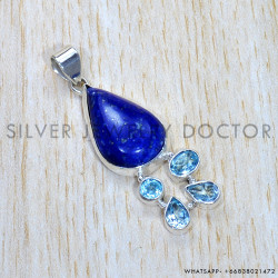 Multi Gemstones 925 Sterling Silver Pendant (SJWP-918)