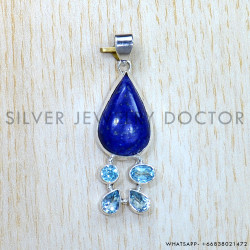 Multi Gemstones 925 Sterling Silver Pendant (SJWP-918)
