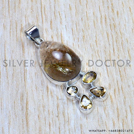 Multi Gemstones 925 Sterling Silver Pendant (SJWP-919) Multi Gemstones 925 Sterling Silver Pendant (SJWP-919)