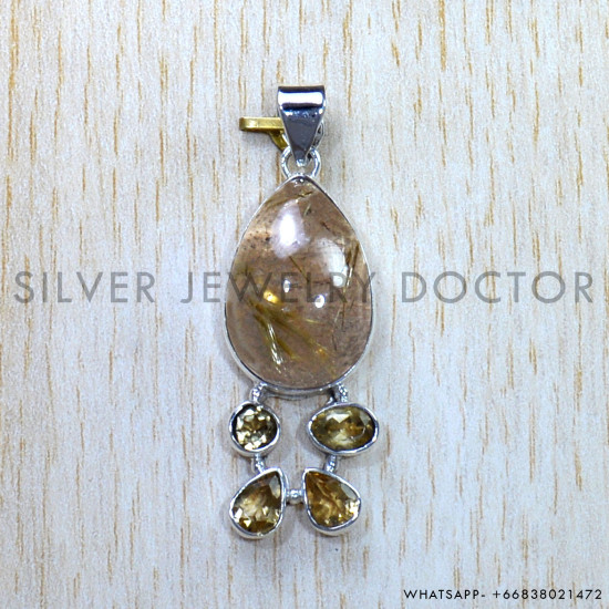 Multi Gemstones 925 Sterling Silver Pendant (SJWP-919) Multi Gemstones 925 Sterling Silver Pendant (SJWP-919)