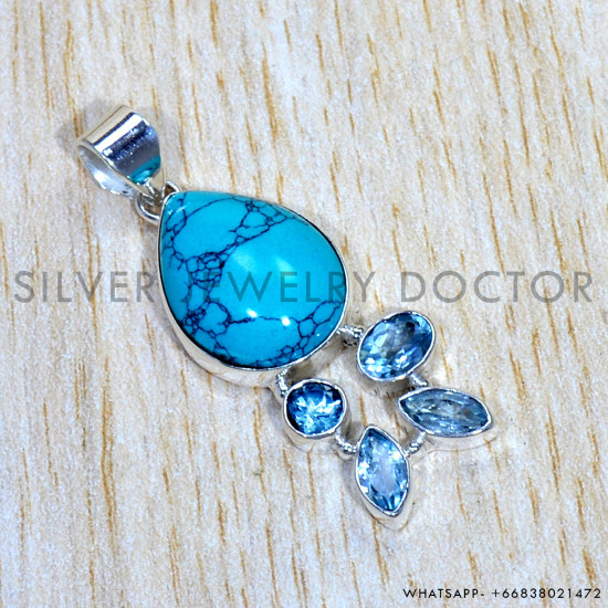 Multi Gemstones 925 Sterling Silver Pendant (SJWP-921) Multi Gemstones 925 Sterling Silver Pendant (SJWP-921)