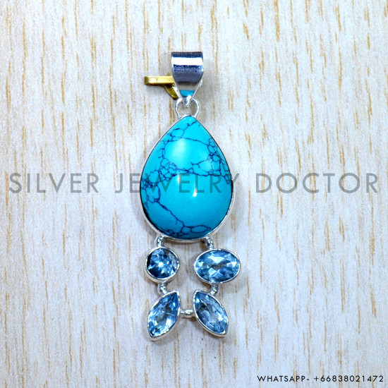 Multi Gemstones 925 Sterling Silver Pendant (SJWP-921) Multi Gemstones 925 Sterling Silver Pendant (SJWP-921)