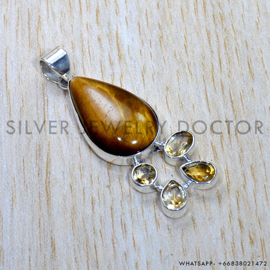 Multi Gemstones 925 Sterling Silver Pendant (SJWP-922)