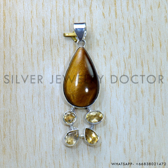 Multi Gemstones 925 Sterling Silver Pendant (SJWP-922)