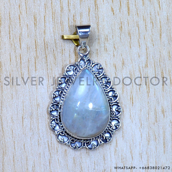 Rainbow Moonstone 925 Sterling Silver Pendant (SJWP-936)