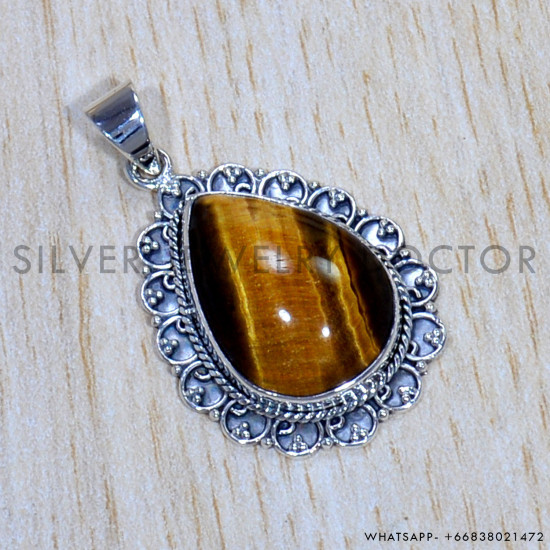 Tiger Eye 925 Sterling Silver Pendant (SJWP-938) Tiger Eye 925 Sterling Silver Pendant (SJWP-938)