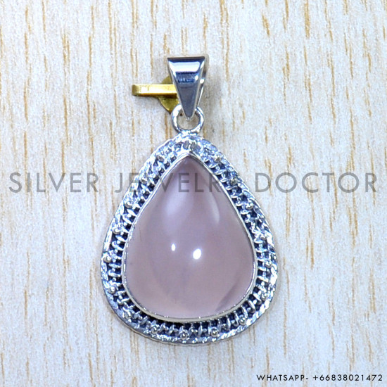 Rose Quartz 925 Sterling Silver Pendant (SJWP-940) Rose Quartz 925 Sterling Silver Pendant (SJWP-940)