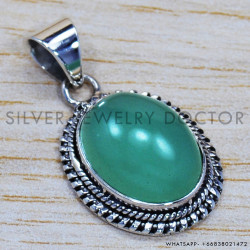 Prehnite 925 Sterling Silver Pendant (SJWP-95)