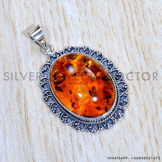 Amber 925 Sterling Silver Pendant (SJWP-950) Amber 925 Sterling Silver Pendant (SJWP-950)