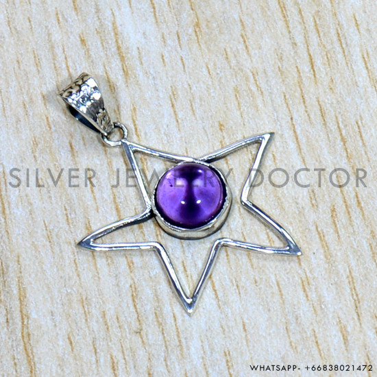 Amethyst 925 Sterling Silver Pendant (SJWP-956)