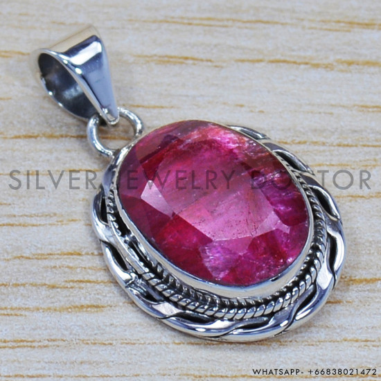 Ruby 925 Sterling Silver Pendant (SJWP-96)