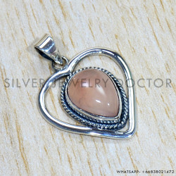 Rose Quartz 925 Sterling Silver Pendant (SJWP-962)