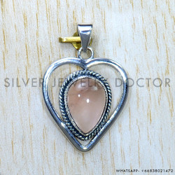 Rose Quartz 925 Sterling Silver Pendant (SJWP-962)