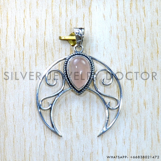 Rose Quartz 925 Sterling Silver Pendant (SJWP-964) Rose Quartz 925 Sterling Silver Pendant (SJWP-964)