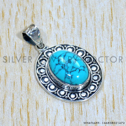 Turquoise 925 Sterling Silver Pendant (SJWP-968)