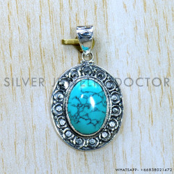Turquoise 925 Sterling Silver Pendant (SJWP-968)