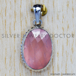 Rose Quartz 925 Sterling Silver Pendant (SJWP-97) Rose Quartz 925 Sterling Silver Pendant (SJWP-97)