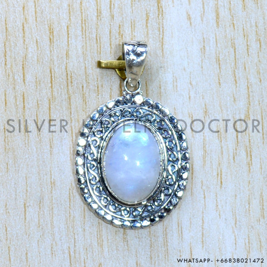 Rainbow Moonstone 925 Sterling Silver Pendant (SJWP-971)