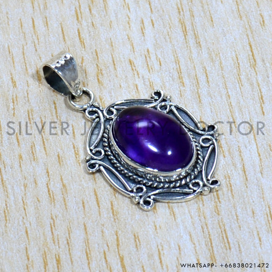 Amethyst 925 Sterling Silver Pendant (SJWP-974)