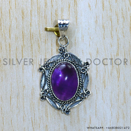 Amethyst 925 Sterling Silver Pendant (SJWP-974)