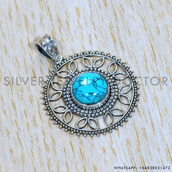 Turquoise 925 Sterling Silver Pendant (SJWP-976)