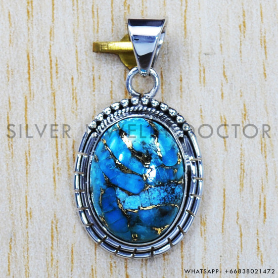 Copper Turquoise 925 Sterling Silver Pendant (SJWP-99) Copper Turquoise 925 Sterling Silver Pendant (SJWP-99)