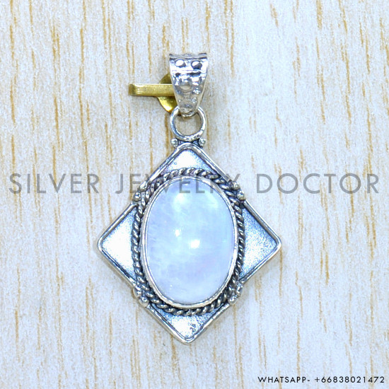 Rainbow Moonstone 925 Sterling Silver Pendant (SJWP-992)