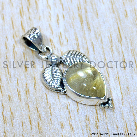Golden Rutile 925 Sterling Silver Pendant (SJWP-993)