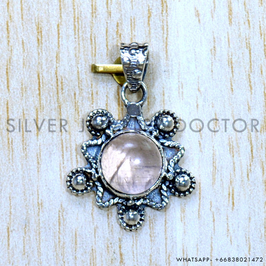 Rose Quartz 925 Sterling Silver Pendant (SJWP-996)