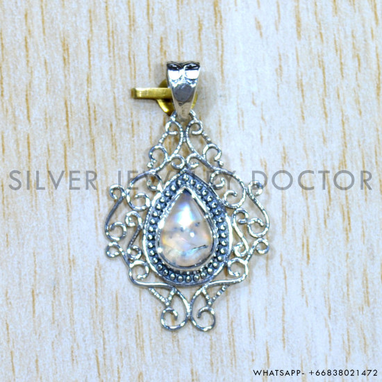 Rainbow Moonstone 925 Sterling Silver Pendant (SJWP-998)
