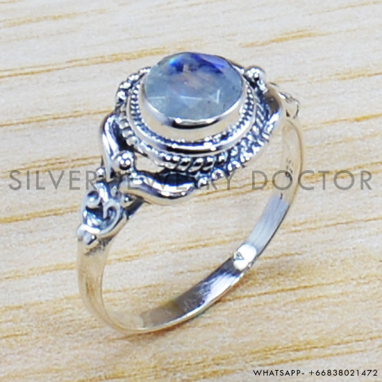 Rainbow Moonstone 925 Sterling Silver Ring (SJWR-1000) Rainbow Moonstone 925 Sterling Silver Ring (SJWR-1000)