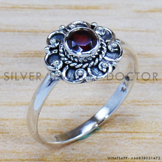 Garnet 925 Sterling Silver Ring (SJWR-1006) Garnet 925 Sterling Silver Ring (SJWR-1006)
