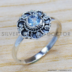 Blue Topaz 925 Sterling Silver Ring (SJWR-1011)