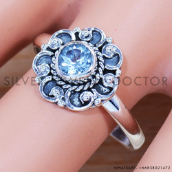 Blue Topaz 925 Sterling Silver Ring (SJWR-1011)