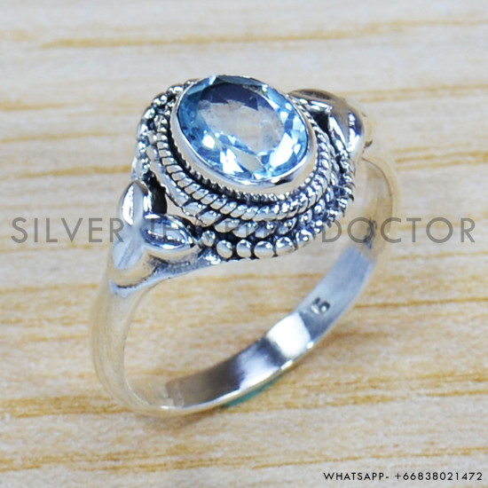 Blue Topaz 925 Sterling Silver Ring (SJWR-1014) Blue Topaz 925 Sterling Silver Ring (SJWR-1014)