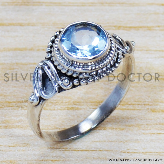 Blue Topaz 925 Sterling Silver Ring (SJWR-1026) Blue Topaz 925 Sterling Silver Ring (SJWR-1026)