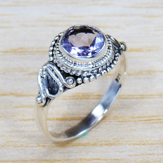 Causal Wear Jewelry 925 Sterling Silver Pink Amethyst Gemstone Ring SJWR-1029