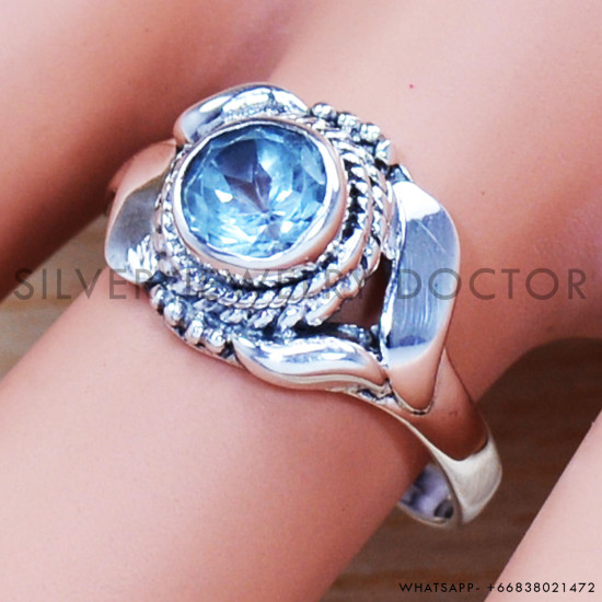 Blue Topaz 925 Sterling Silver Ring (SJWR-1037) Blue Topaz 925 Sterling Silver Ring (SJWR-1037)