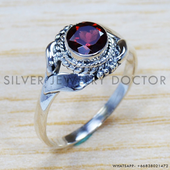 Garnet 925 Sterling Silver Ring (SJWR-1041)