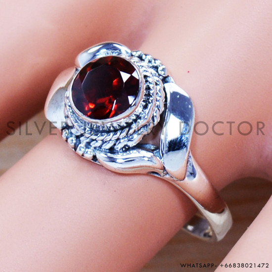Garnet 925 Sterling Silver Ring (SJWR-1041)
