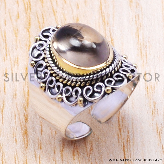 Smoky Quartz 925 Sterling Silver Ring (SJWR-105)