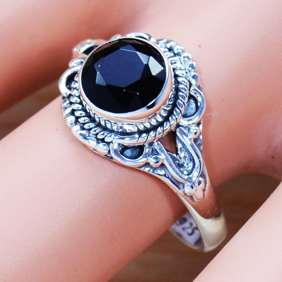 Black Onyx Gemstone Handmade 925 Sterling Silver Jewelry Ring SJWR-1063