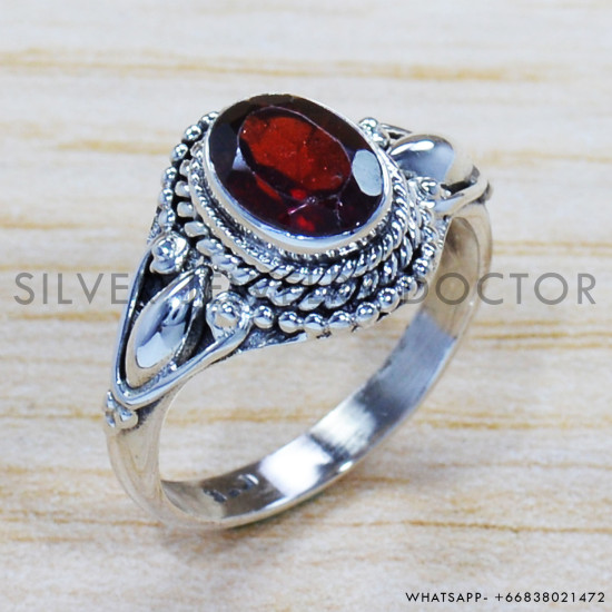 Garnet 925 Sterling Silver Ring (SJWR-1076) Garnet 925 Sterling Silver Ring (SJWR-1076)