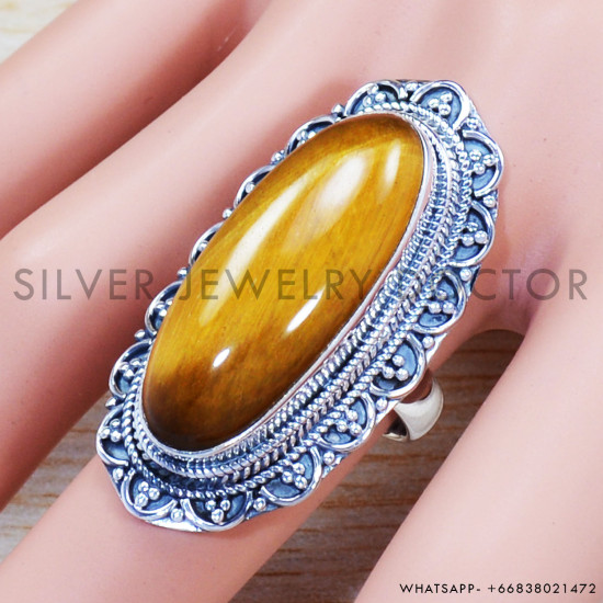 Tiger Eye 925 Sterling Silver Ring (SJWR-1083) Tiger Eye 925 Sterling Silver Ring (SJWR-1083)