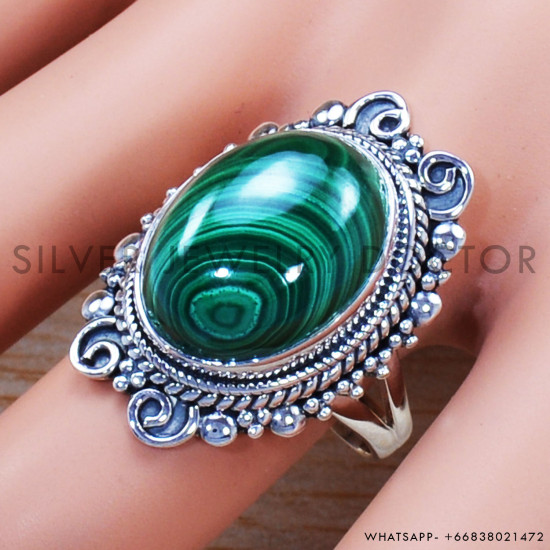 Malachite 925 Sterling Silver Ring (SJWR-1090) Malachite 925 Sterling Silver Ring (SJWR-1090)