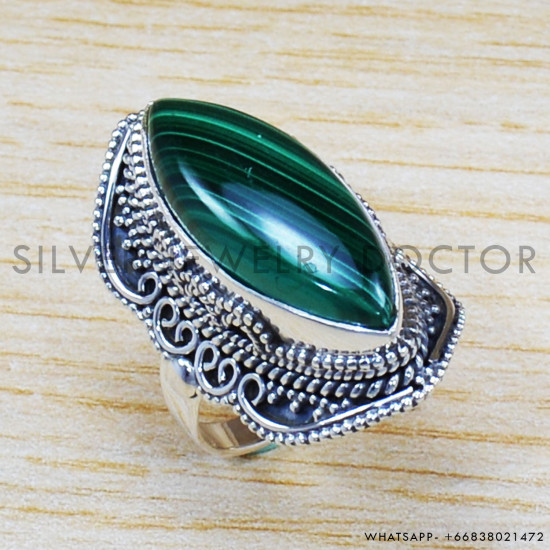 Malachite 925 Sterling Silver Ring (SJWR-1091) Malachite 925 Sterling Silver Ring (SJWR-1091)