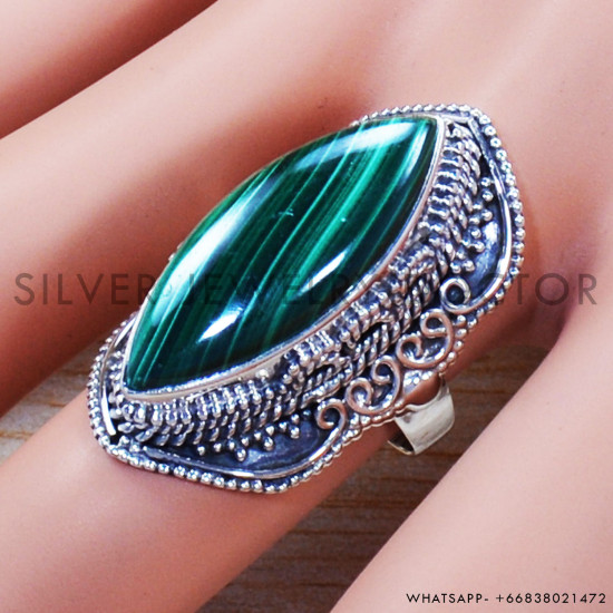 Malachite 925 Sterling Silver Ring (SJWR-1091) Malachite 925 Sterling Silver Ring (SJWR-1091)