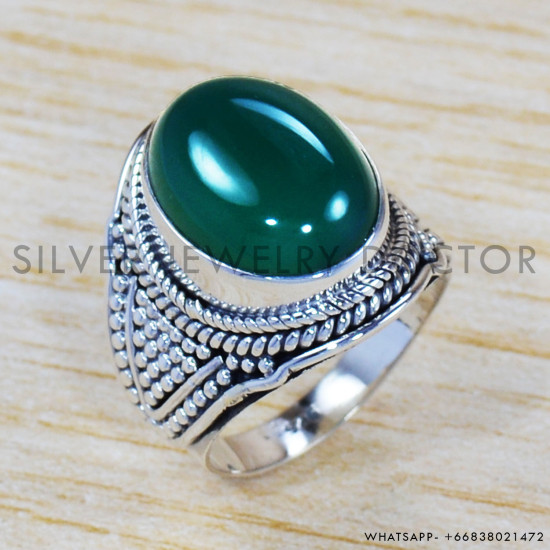 Green Onyx 925 Sterling Silver Ring (SJWR-1103) Green Onyx 925 Sterling Silver Ring (SJWR-1103)