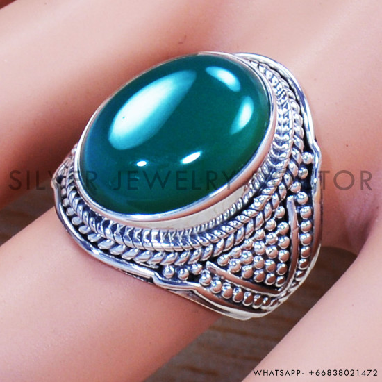 Green Onyx 925 Sterling Silver Ring (SJWR-1103) Green Onyx 925 Sterling Silver Ring (SJWR-1103)